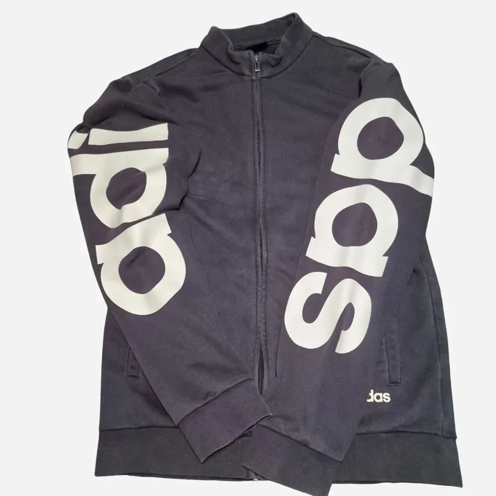 Adidas Men's Navy and White Jacket Size M